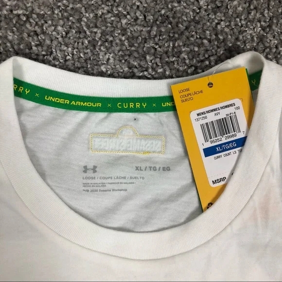 Under Armour Steph Curry X Sesame Street Count Men Long Sleeve Shirt Sz XL